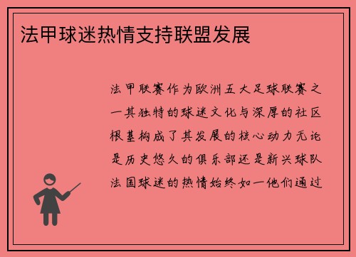 法甲球迷热情支持联盟发展