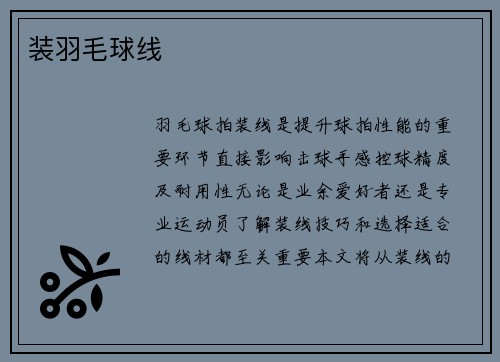 装羽毛球线
